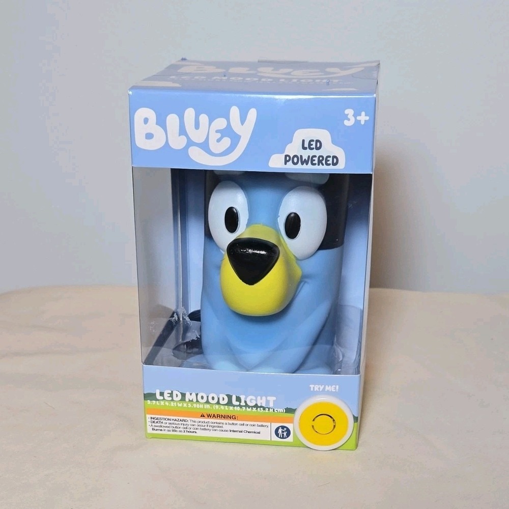 Bluey LED Mood Light Night Light Battery Powered 4hr Timer 3.7x4.2x6in Kids
